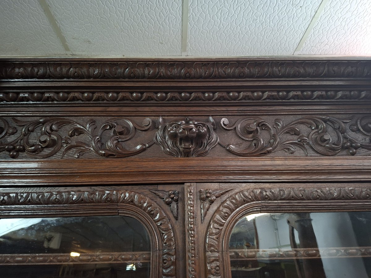 Carved Oak Hunting Lodge Sideboard In The Henri II Style, Late 19th Century-photo-2
