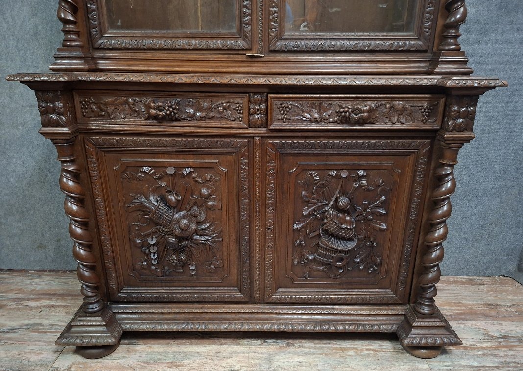 Carved Oak Hunting Lodge Sideboard In The Henri II Style, Late 19th Century-photo-3