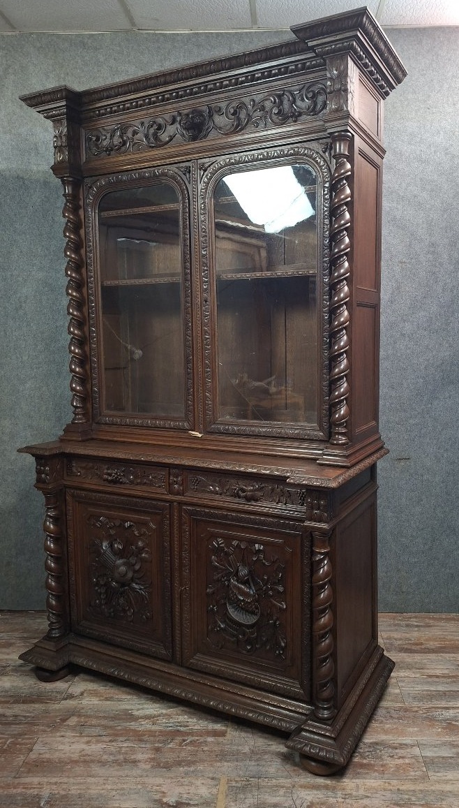 Carved Oak Hunting Lodge Sideboard In The Henri II Style, Late 19th Century-photo-1