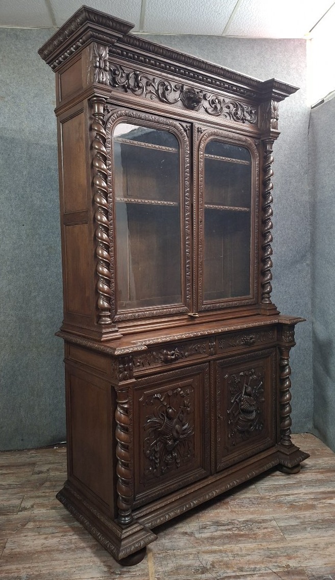 Carved Oak Hunting Lodge Sideboard In The Henri II Style, Late 19th Century-photo-5