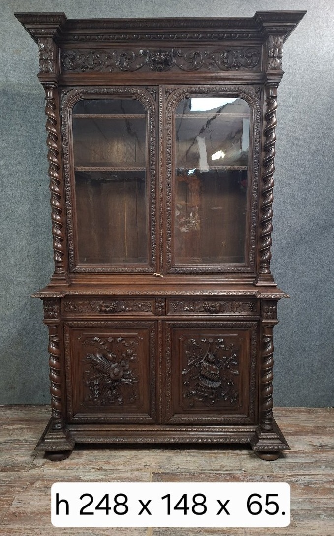Carved Oak Hunting Lodge Sideboard In The Henri II Style, Late 19th Century-photo-7