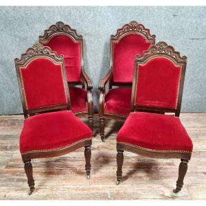 Set Of 4 Napoleon III Mahogany Seats