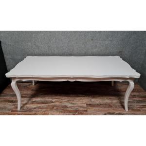 Very Large Table (300cm) Louis XV Rocaille Style In Lacquered Wood