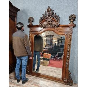 Very Very Important Renaissance Style Castle Mirror In Walnut / H225cm