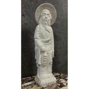 Très Grande Statue En Porcelaine Blanc De Chine époque XXeme