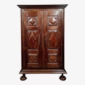 Armoire De Valet Bourguignonne époque Louis XIII En Chêne 