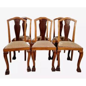 Series Of 6 Chippendale Chairs In Alternating Light Mahogany And Dark Mahogany