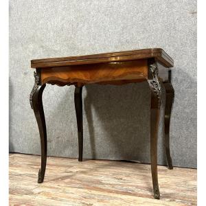 Louis XV Style Game Table In Rosewood And Violet Wood