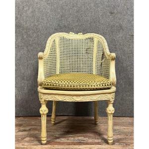 Louis XVI Style Office Armchair In Lacquered Wood