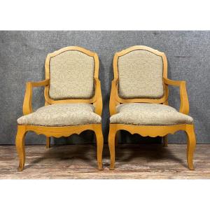 From The Sale Of The Lotti Hotel: Pair Of Light Wood Armchairs