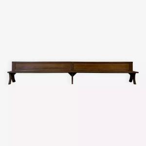 Monumental Church Bench With Paneled Backs, 19th Century / 474cm