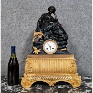 Monumental Empire / Restoration Period Clock In Gilt And Patinated Bronze