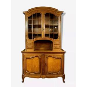 Library Buffet With Double Body Louis XV Style In Blond Oak With Movement Shapes