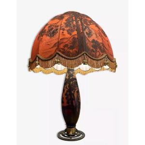 Delatte Nancy: Très Grande Lampe En Pâte De Verre époque Art Nouveau