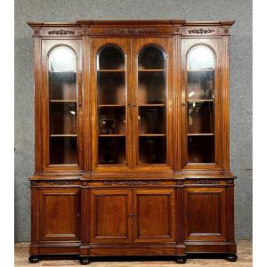 Monumental Library A Ressaut Napoleon III Period In Mahogany 