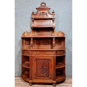 Louis XVI Style Buffet In Half-moon Shape In Solid Walnut Circa 1850 (h259 Cm) 