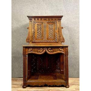 Gothic Renaissance Style Dresser Cabinet In Solid Walnut