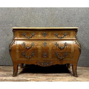Louis XV Style Curved Tomb Commode In Marquetry 