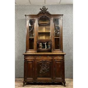 Monumental Louis XV Style Library Buffet / Transition In Solid Oak / 269cm