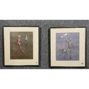 Leonor Fini - Les Fruits De La Passion : 2 Lithographies Signées Dans La Planche 