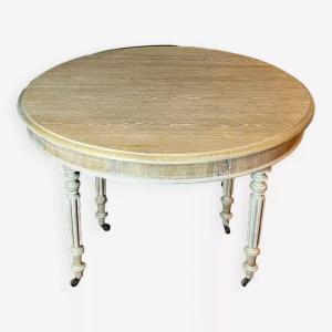 Large Louis Philippe Style Table With Extensions In Bleached Limed Oak / L 265cm