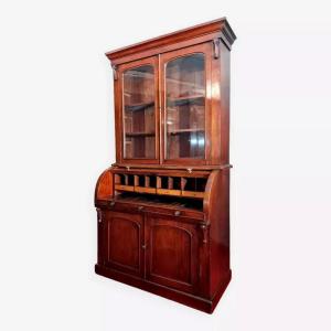 Superbe Cabinet Bibliothèque A Cylindre époque Napoléon III En Acajou