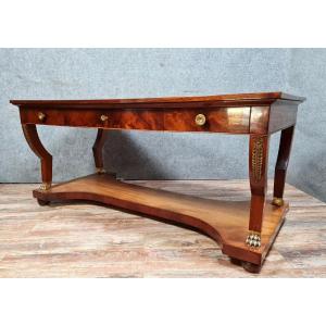 Very Important Flat Desk From Empire Period Mahogany 