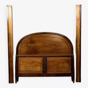 Louis Majorelle: Center Bed In Mahogany And Marquetry Art Nouveau Period 