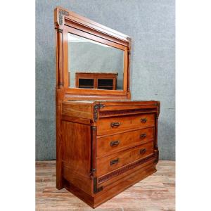 Commode Empire avec miroir Psyché En Acajou Blond 