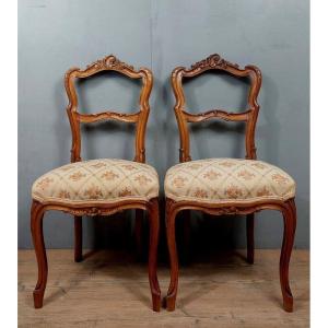 Pair Of Louis XV Style Chairs In Blond Walnut
