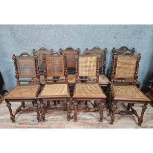 Series Of 8 Renaissance Hunting Lodge Chairs In Walnut 