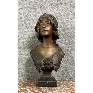 Gustave Van Vaerenbergh (1873-1927): Terracotta Bust Art Nouveau Period