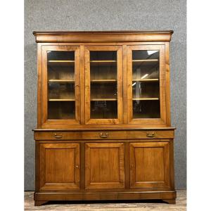 Vintage Louis Philippe Style Bookcase In Solid Walnut  