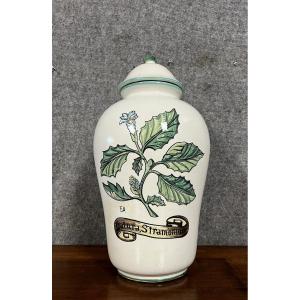 Très Grand Pot Couvert Vintage De Pharmacie En Céramique 