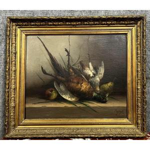 Bargot French School From The 19th Century: Still Life With Pheasant Oil On Canvas Napoleon III Period 