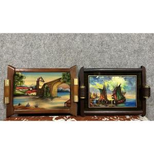 Fixed Under Glass Art Deco Period: 2 Trays 