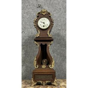 Miniature Clock Representing A Parquet Regulator In Wood And Gilded Bronzes 