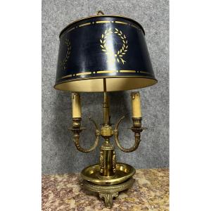 Bouillotte Lamp In Bronze And Gilt Brass Chiseled Empire Style