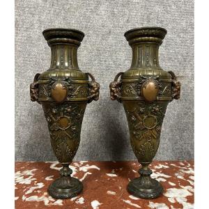 Large Pair Of Louis XVI Style Ibex Vases