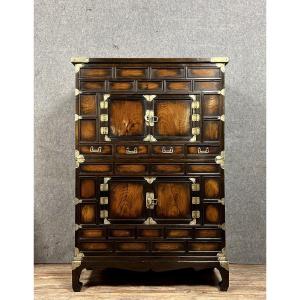 Chinese Cabinet In Ironwood And Gilt Bronze