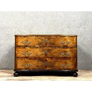  Curved Louis XV Period Commode In Marquetry