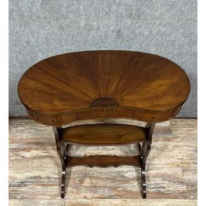 Kidney Shaped Ceremonial Table With Fan Marquetry Top