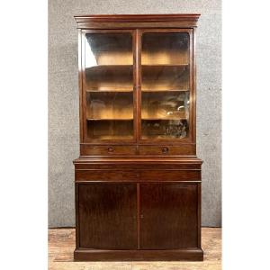 Cabinet Forming Buffet With Hidden Secretary And Bookcase In Speckled Mahogany 