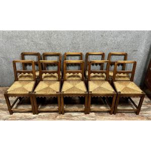   From A Milan Monastery: Series Of 10 Gothic Style Walnut Chairs  