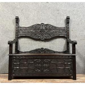 Italian Renaissance Style Solid Wood Chest Bench 