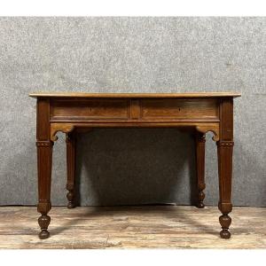 Louis XVI Style Solid Oak Center Desk With Secret Drawers 