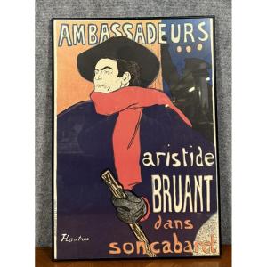 Henri De Toulouse-lautrec (1864-1901) :   Aristide Bruant / Lithographie En Couleurs