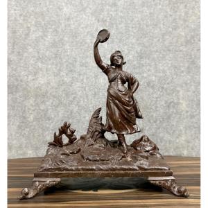 Charles Anfrie (1833-1905): Sculpture En Régule Patiné 