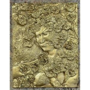 Pericle Fazzini (1913-1987): Gilt Bronze Bas Relief Depicting Spring  