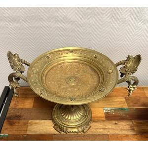 After Barbedienne: Important Bronze Cup On Pedestal With Neo-etruscan Decoration
